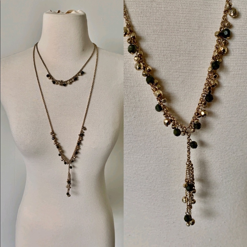 Gold Beaded Layered Necklace
